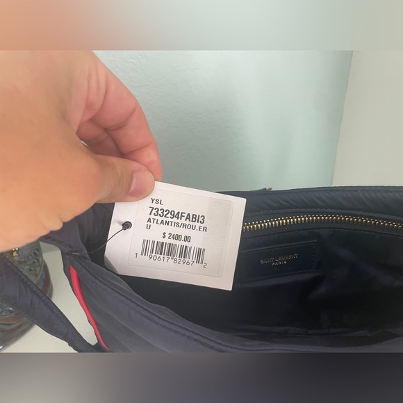 Saint Laurent NEW YSL with tags Navy Blue and Red Econyl Nylon Le 5 A 7 Hobo - Picture 10 of 14